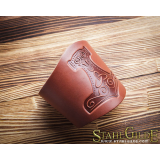 Leather Cuff LARP Bracers Armor Thor's Hammer Mjolnir Vikings Talisman Amulet Nordic Carving Leather with buttons